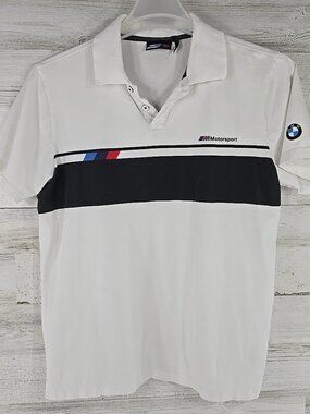MOTORSPORT Power Polo Shirt White Official Golf Casual Racing MEN'S SIZE MEDIUM.